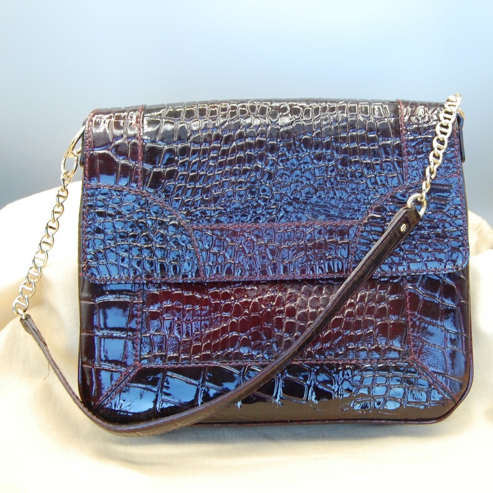 Kate Spade Vintage Oxblood Faux Croc Shoulder Bag